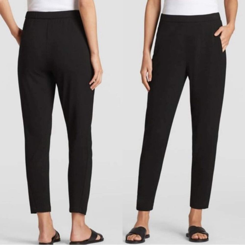 Eileen Fisher Viscose Jersey Black Pull On Lycra Pocket Pants M